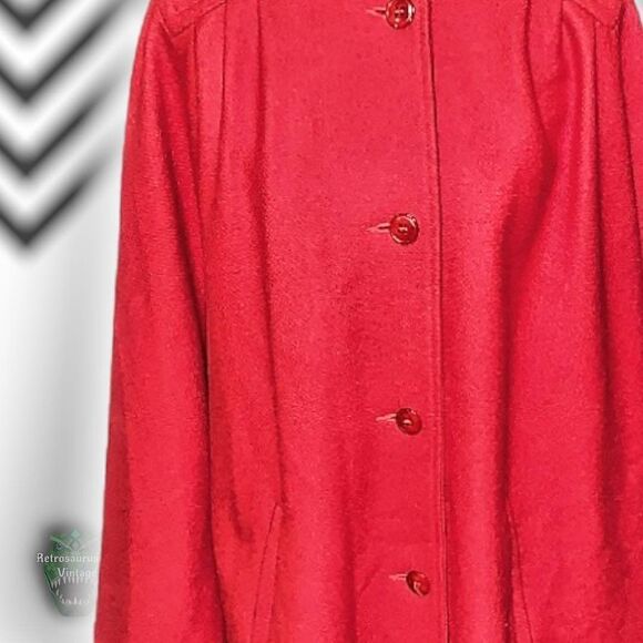VINTAGE Herman Kay 70’s Wool Blend Striking Red Oversized Cape Shawl Coat,One Si - Picture 7 of 9